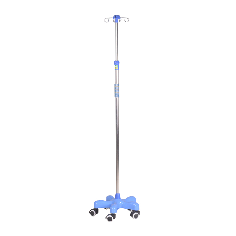 Hospital Medical Infusion Stand Portable Steel IV Stand with Tray