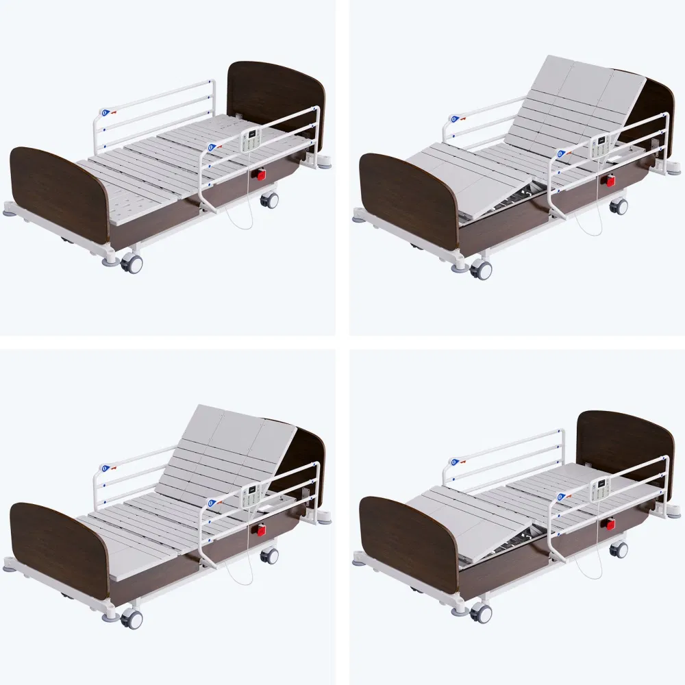 Multifunction Electric Patient Medical Hospital Bed Wooden Nursing Bed with Wheels