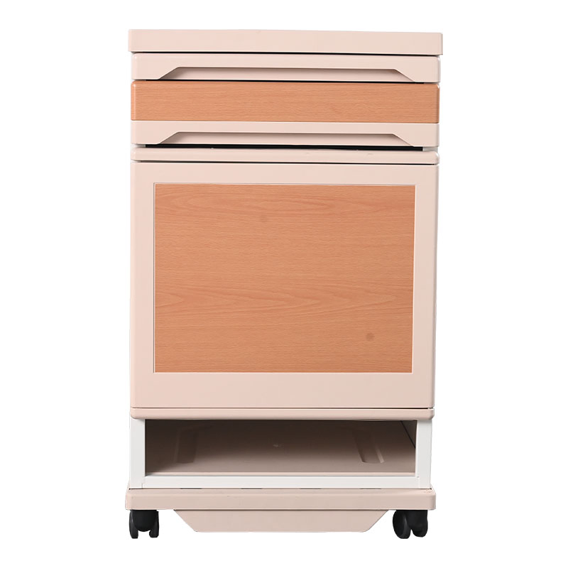 Medical Furniture Hospital Bedside Cabinet Locker Table with Wheels Wooden Drawers