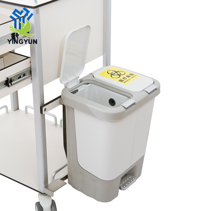 Modern Mobile Hospital Medical Trolley Dental Clinic Bedside Table Cabinet with Garbage Bin