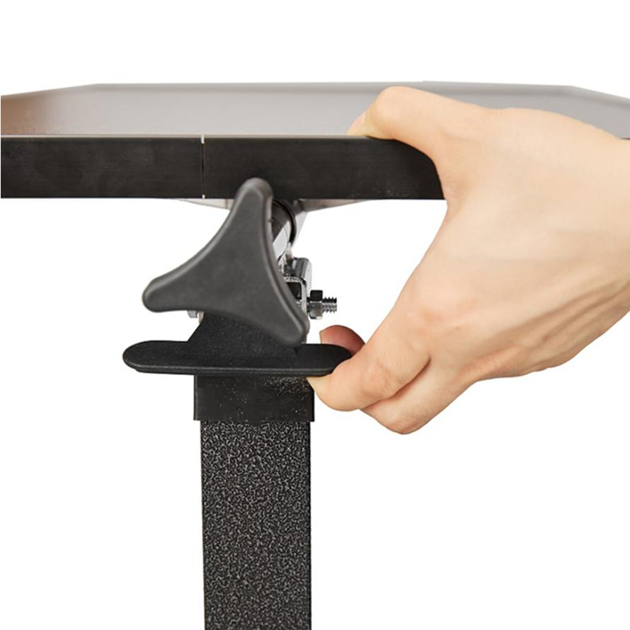 Medical Grade Movable Overbed Table with Wooden Surface and Casters