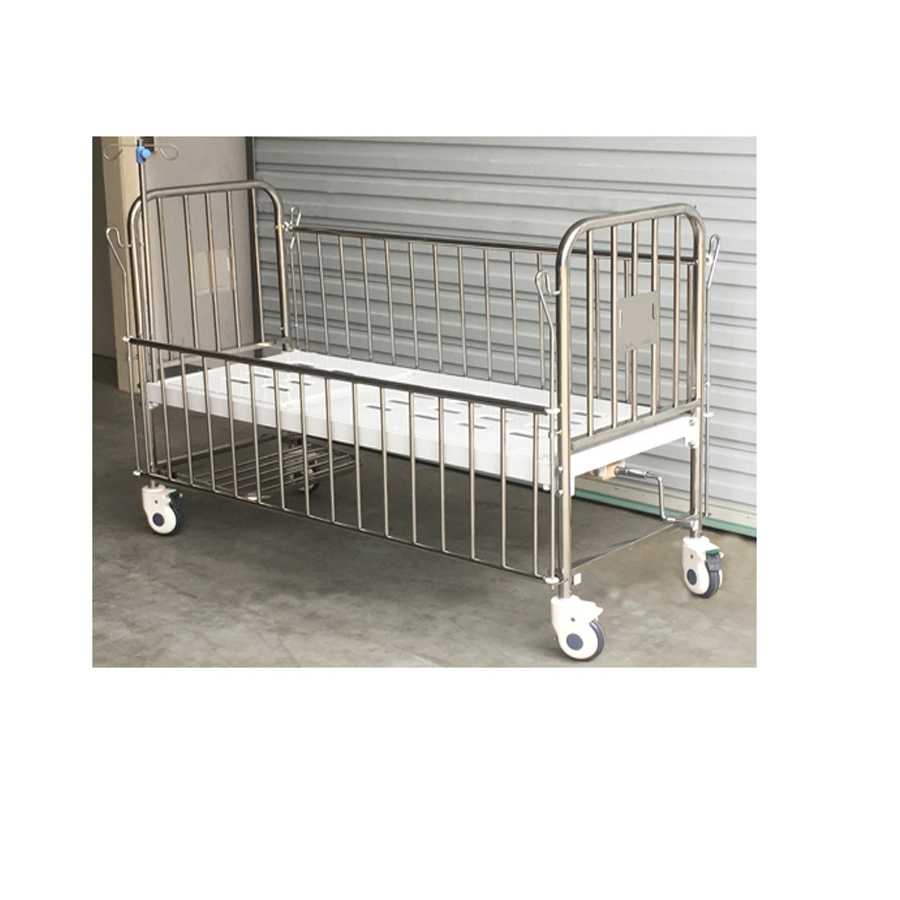 Medical Pediatric Children One Crank Beds Hospital Baby Bed Full Stainless Steel