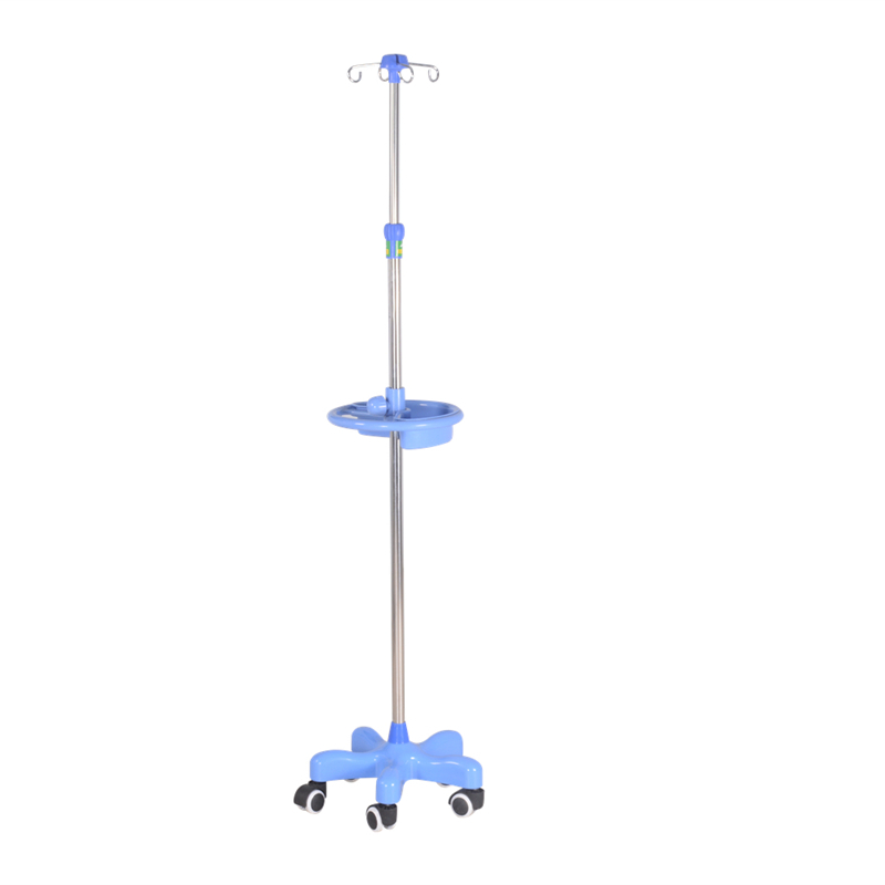 Hospital Medical Infusion Stand Portable Steel IV Stand with Tray