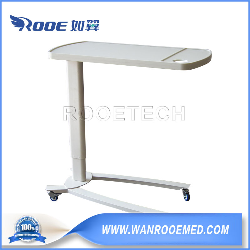 Bdt002c Medical Furniture 930-1230mm Height Adjustable Steel Column Patient Overbed Table