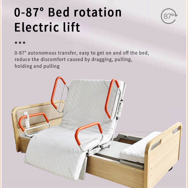 Medical Bed Home Nursing Care Multi-Function Electric Rotary Bed Wood
