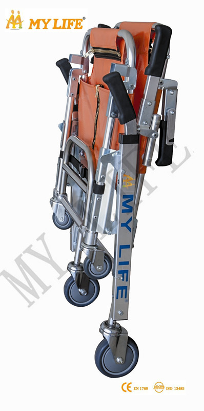 Foldable Aluminum Chair and Stair Stretcher on Wheels for Stairs, Ambulance, Emergency Rescue, and Evacuation, Convertible, Medical Stretcher (TD010114A)
