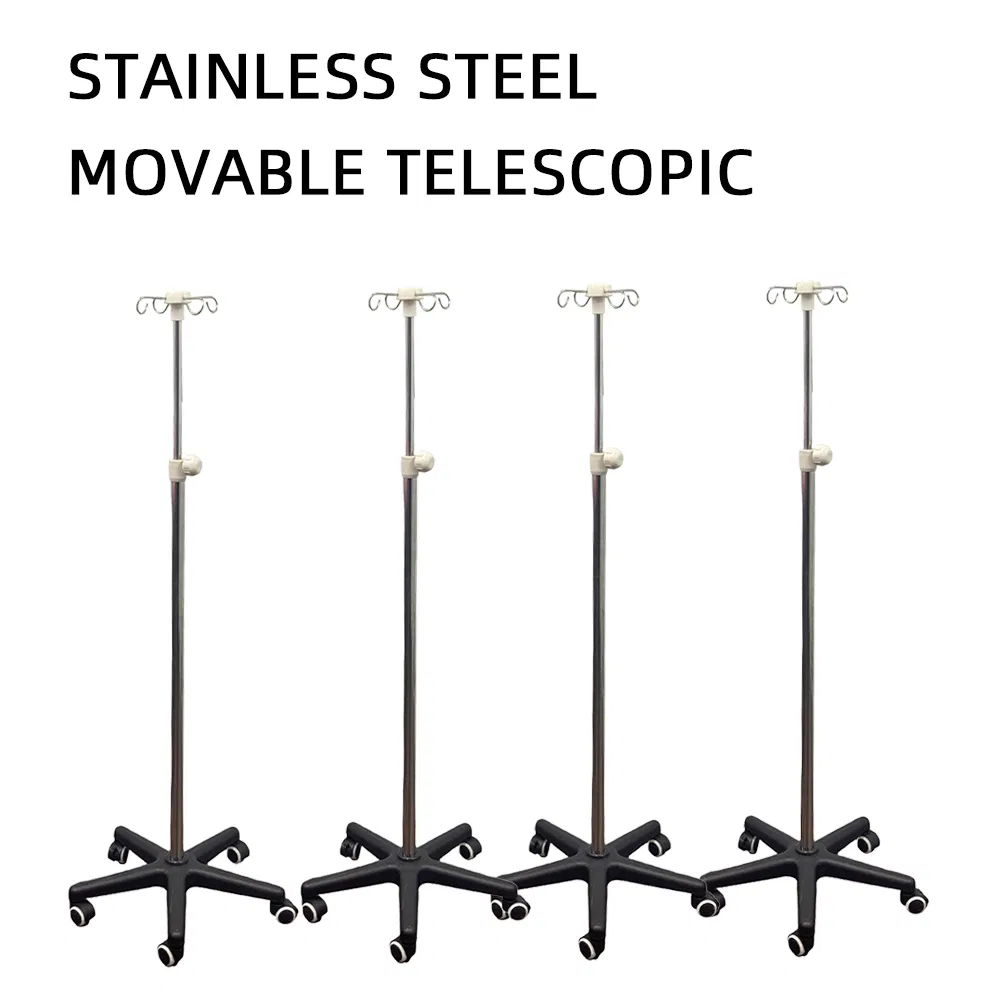 Mobile Medical IV Drip Stand Hospital Furniture Stainless Steel Stainless Steel Infusion Support Transfusion IV Pole Stand