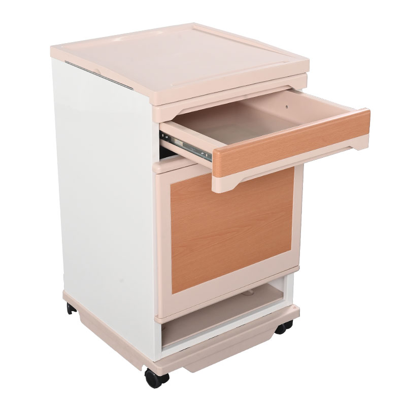 Medical Furniture Hospital Bedside Cabinet Locker Table with Wheels Wooden Drawers