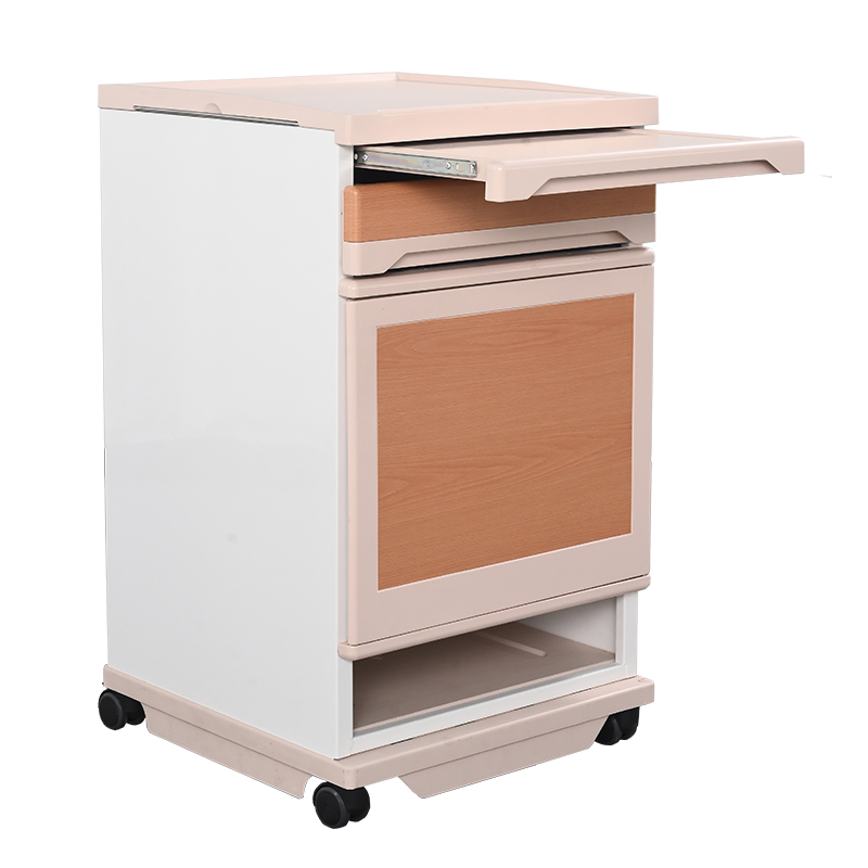 Medical Furniture Hospital Bedside Cabinet Locker Table with Wheels Wooden Drawers