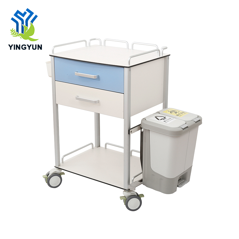 Modern Mobile Hospital Medical Trolley Dental Clinic Bedside Table Cabinet with Garbage Bin
