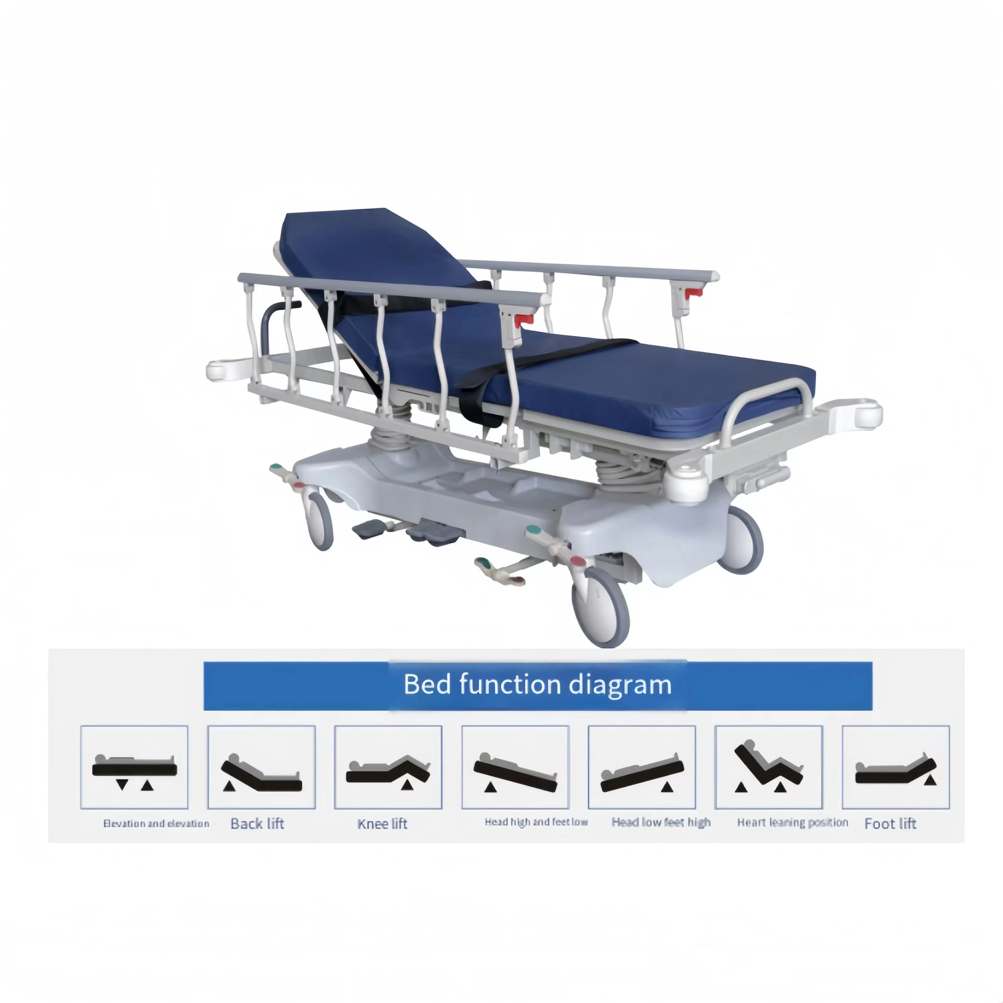 Hydraulic Emergency Medicine Trolley Patient Transfer Hospital Trolley