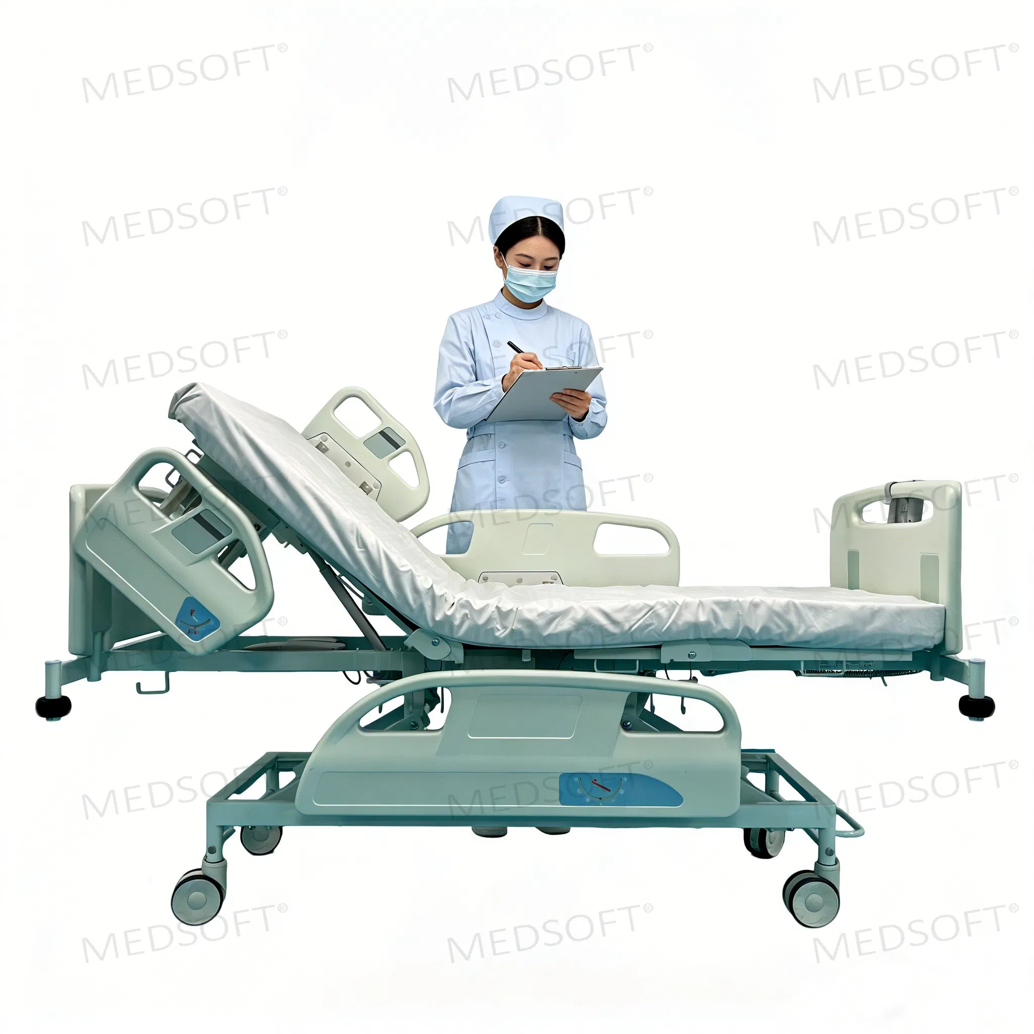 iBed 1A ICU Nursing Medical Furniture Multifunction Adjust Electric Hospital Bed with one button positions
