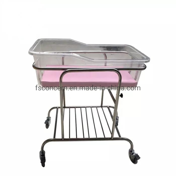 Movable Stainless Steel Adjustable Manual Children Nursing Hospital Pediatric Bed