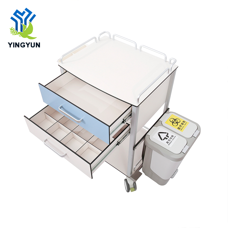 Modern Mobile Hospital Medical Trolley Dental Clinic Bedside Table Cabinet with Garbage Bin