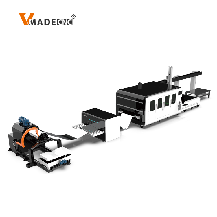Fully Automatic Coil Fed Fiber Laser Cutting Machine with Uncoiling Leveling and Cutting Line