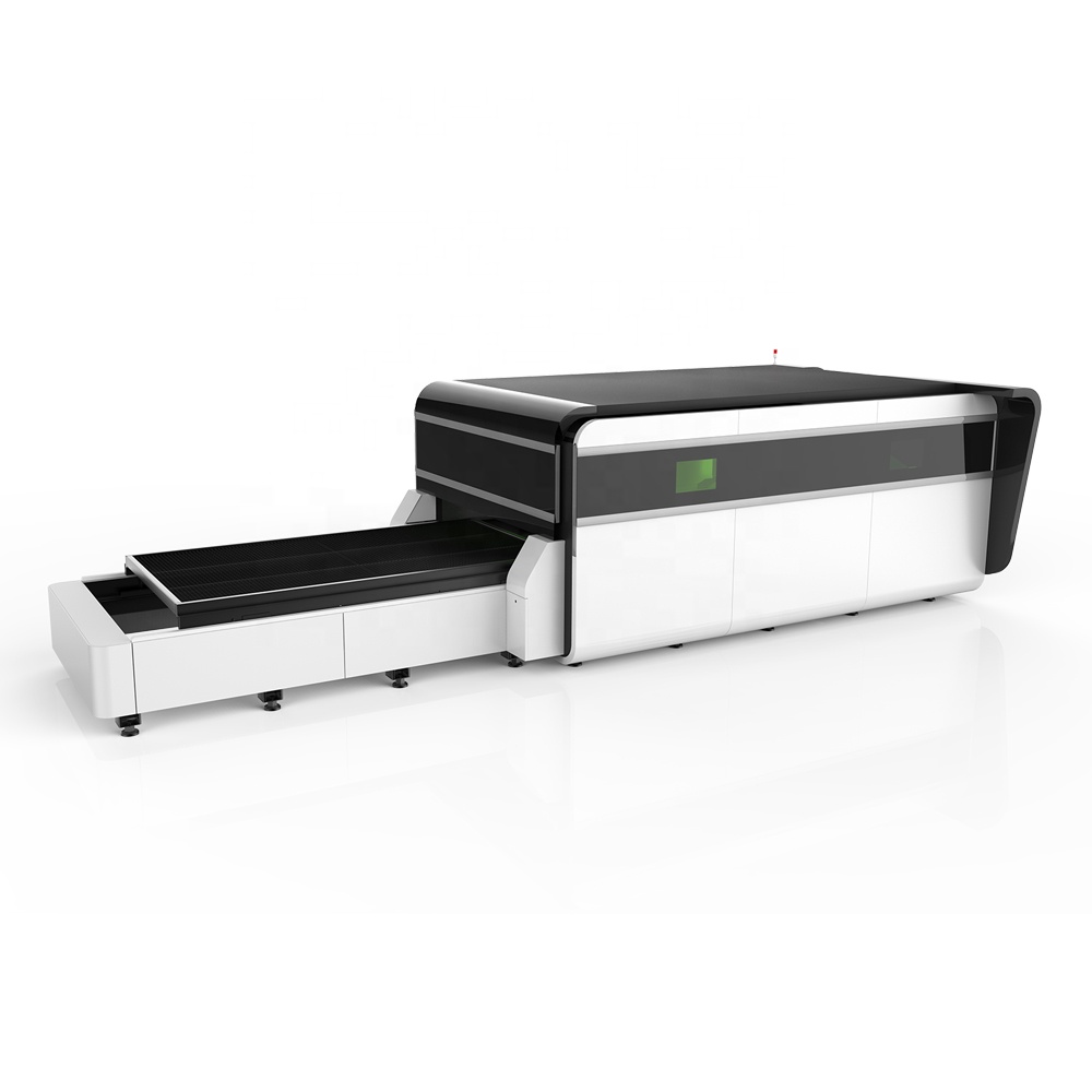 OEM All Enclosures Safe CNC 1-6KW Fiber Laser Cutting Machine with Exchange Table Metal AI/PLT Support HIWIN Components