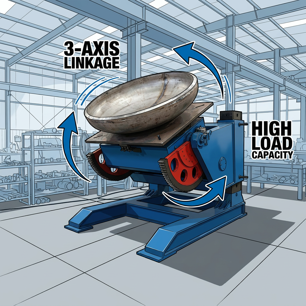 3 Axis Heavy Duty Automatic Welding Positioner With Lifting Function Rotary Welding Turntable For Precision Fabrication