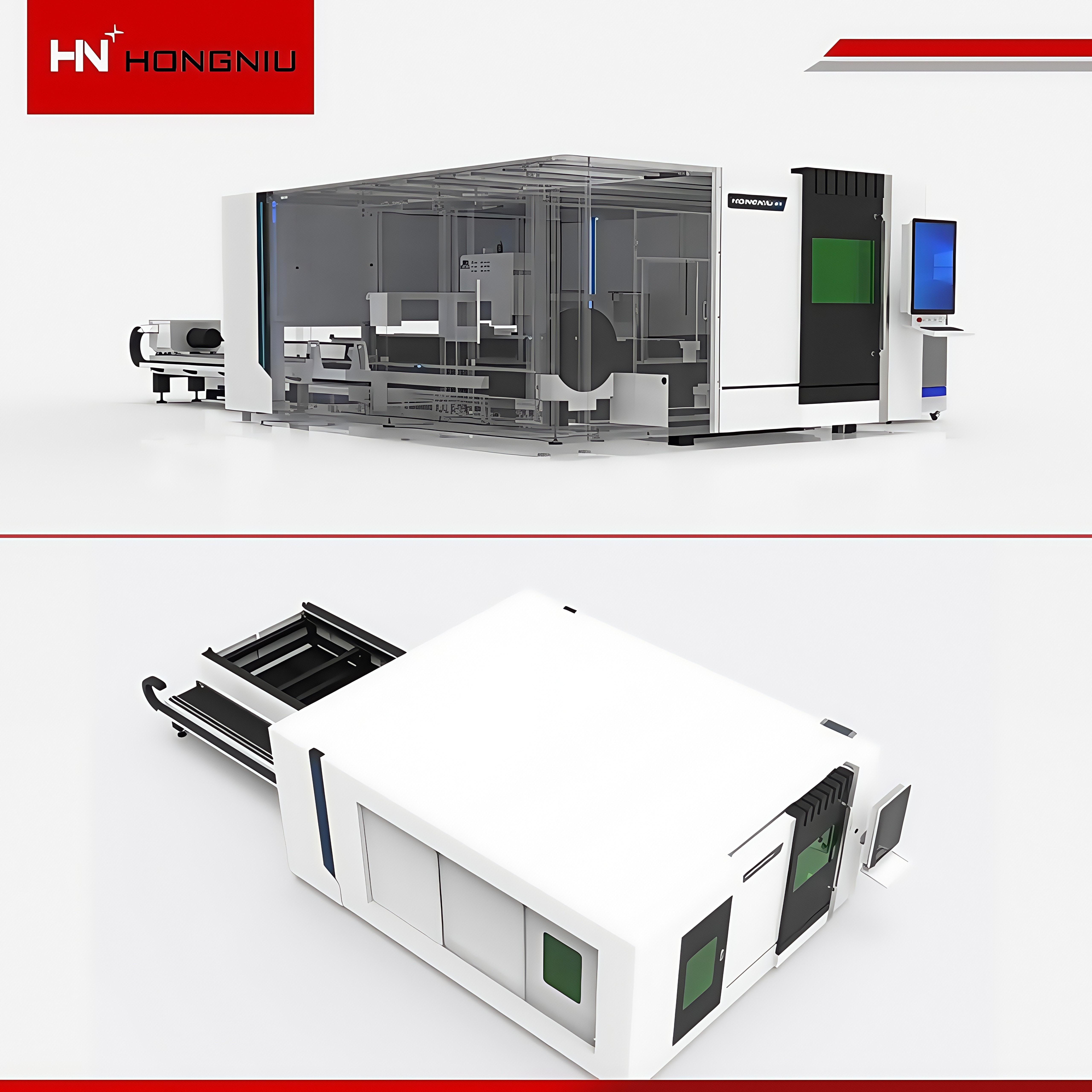 Enclosed CNC Fiber Laser Cutting Machine 3015HR 1500W for Metal Sheet and Tube with Raycus Laser, High Precision &plusmn;0.03mm