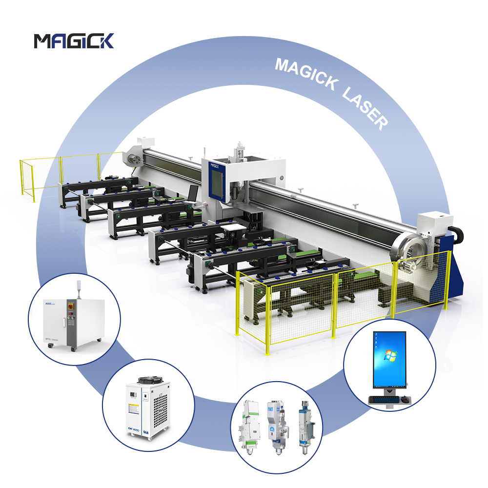 6m Full Automatic Loading Tube Machine Bevel Cutting Laser Tube Cutting Machine with Raycus Laser Source