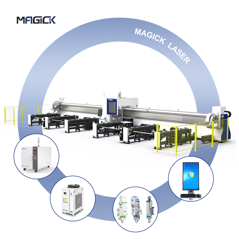 6m Full Automatic Loading Tube Machine Bevel Cutting Laser Tube Cutting Machine with Raycus Laser Source