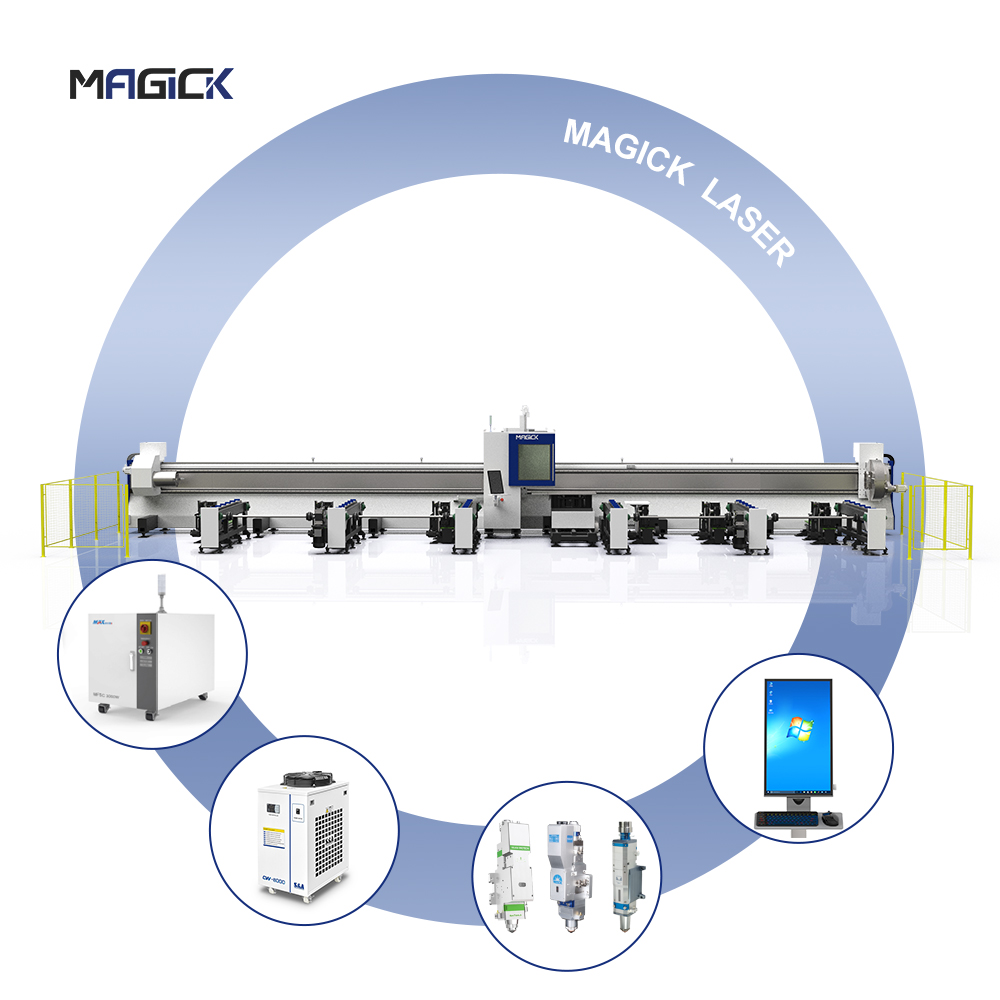 6m Full Automatic Loading Tube Machine Bevel Cutting Laser Tube Cutting Machine with Raycus Laser Source