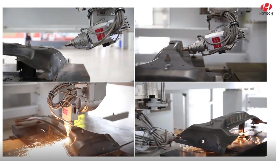 HGTECH High Speed AUTOBOT Series Top Robot Fiber Laser Cutting Machine Sheet and Pipe Metal 5 Axis 3d Laser Cutting Machine