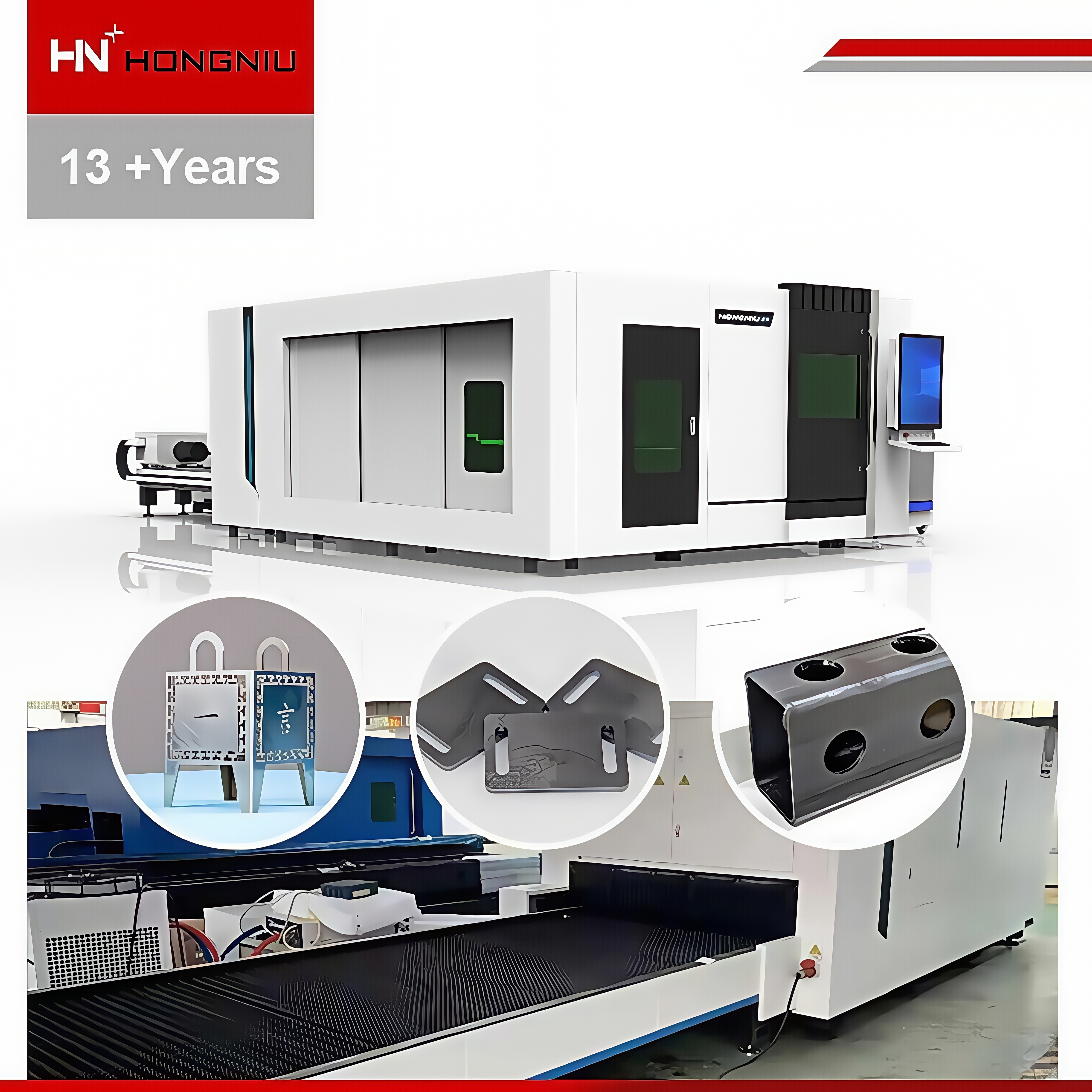 Enclosed CNC Fiber Laser Cutting Machine 3015HR 1500W for Metal Sheet and Tube with Raycus Laser, High Precision &plusmn;0.03mm