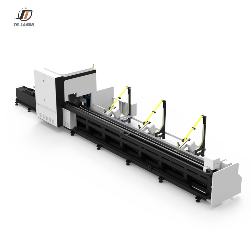 CNC Laser Cutting Machine for Tube Cutting with Two Chucks Fully Automatic Feeding and Servo-driven Unloading.
