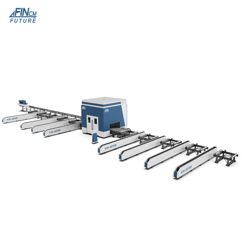 FIN Automatic Loading CNC Machine Cutting Drilling Beveling H BEAM Laser Production Line in One Equipment with ACU Swing Head