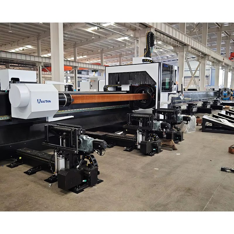 AKJ120F 5 Axis Tube Laser Cutter 1500w 3000w 6000w Fiber Laser Tube Cutting Machine with Loading and Unloading System