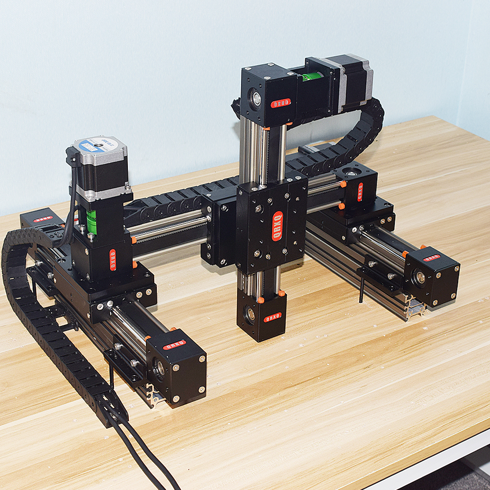 QRXQ RXP-L-45 Gantry Robot XYZ Stage CNC Router Motorized 3 Axis Table Linear Motion Belt Guide Rail With Stepper Motor
