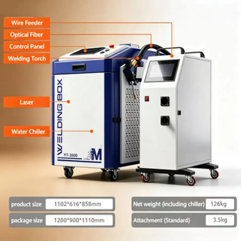 3000W Industrial Handheld Laser Welder Thick Stainless Steel Processing Equipment