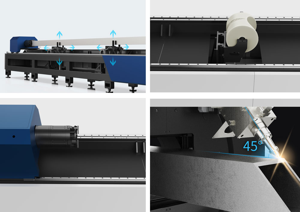 FINcm 2 Chuck Stainless Steel Aluminum Round Square Oval 6m CNC Metal Laser Equipment Fiber Tube Lazer Cutting Machine
