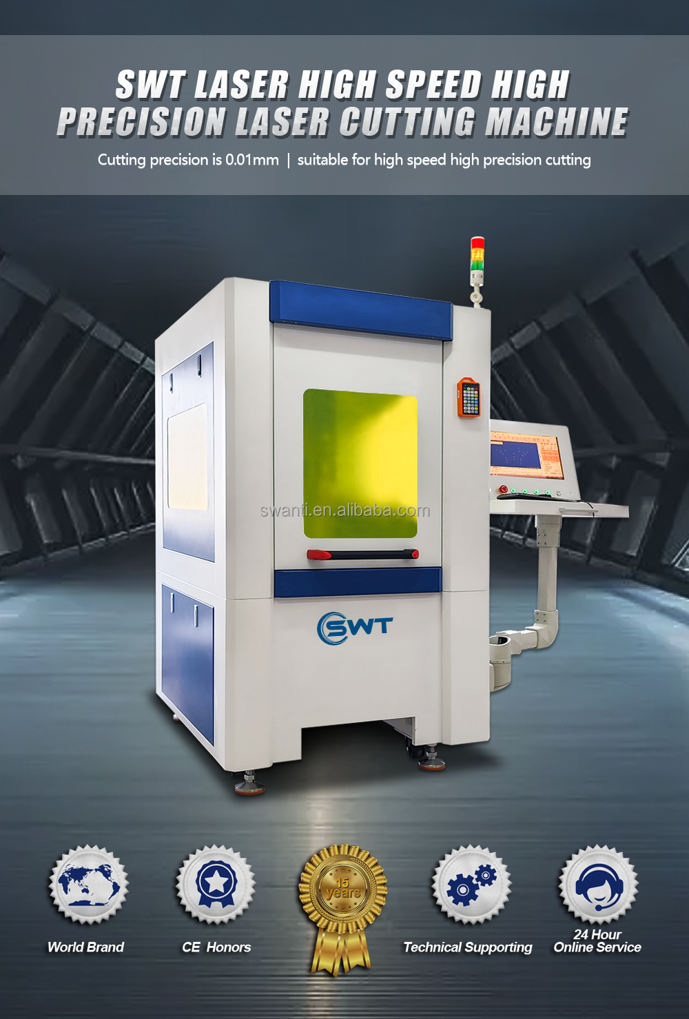 SWT High Precision CNC Infrared Fiber Picosecond Laser Cutting Machines for Glass Sapphire Engrave Plexiglass Tempered Cutter