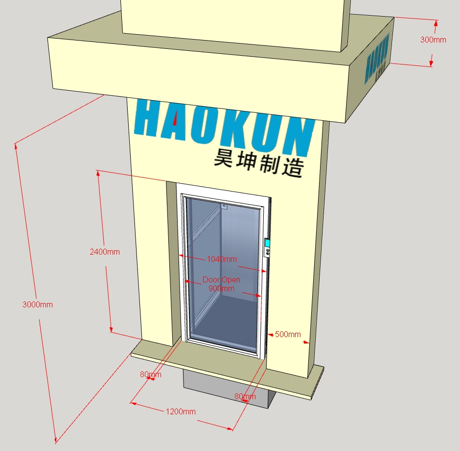 2 3 4 Floor Cheap 400kg Indoor Outdoor Electric Mini Home Elevator Shaftless Stair Lift for Disabled People with Automatic Doors