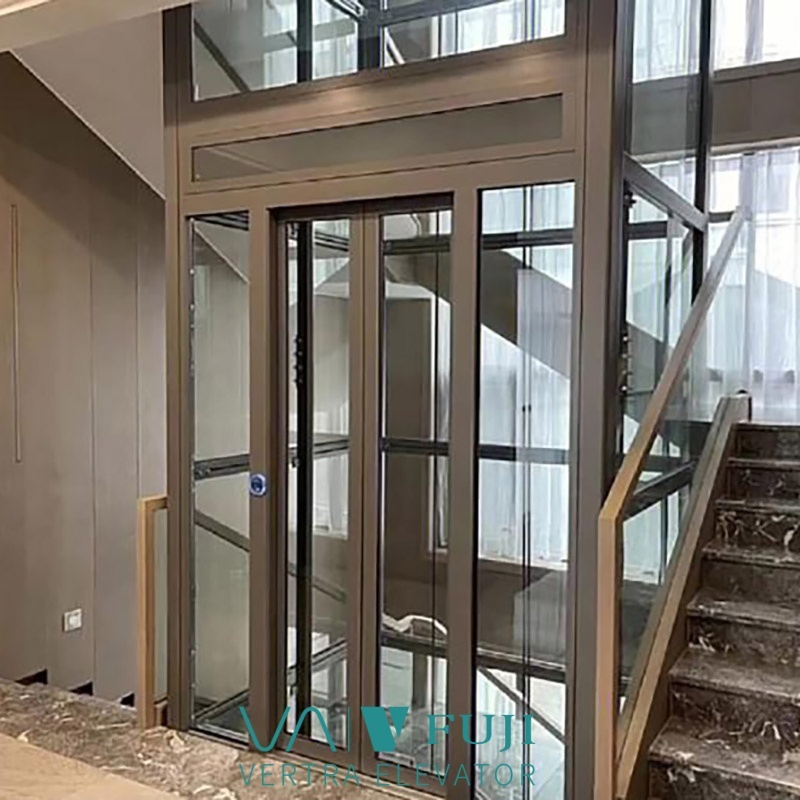 Traction Powered Durable Panoramic Small Home Lift Glass Observation Residential Elevator