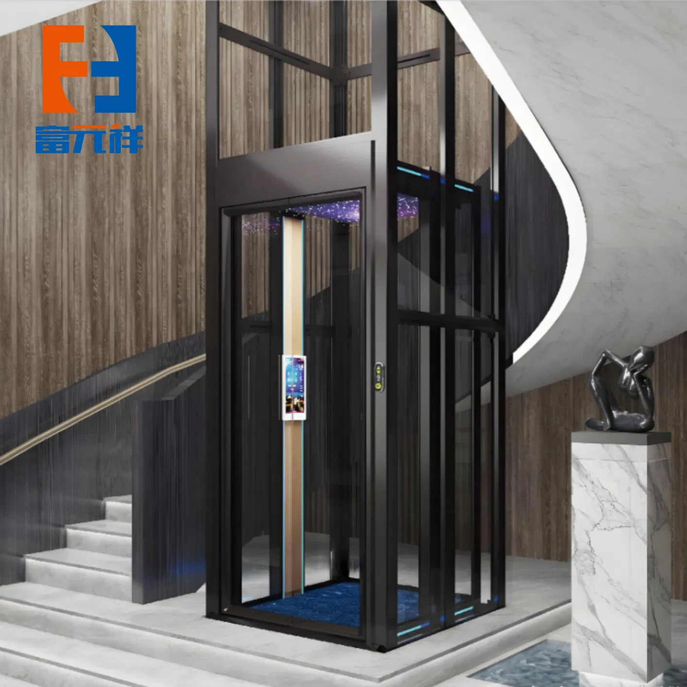 Low Maintenance Sightseeing Elevator Stable Passenger Lift for Villa Home Building Use