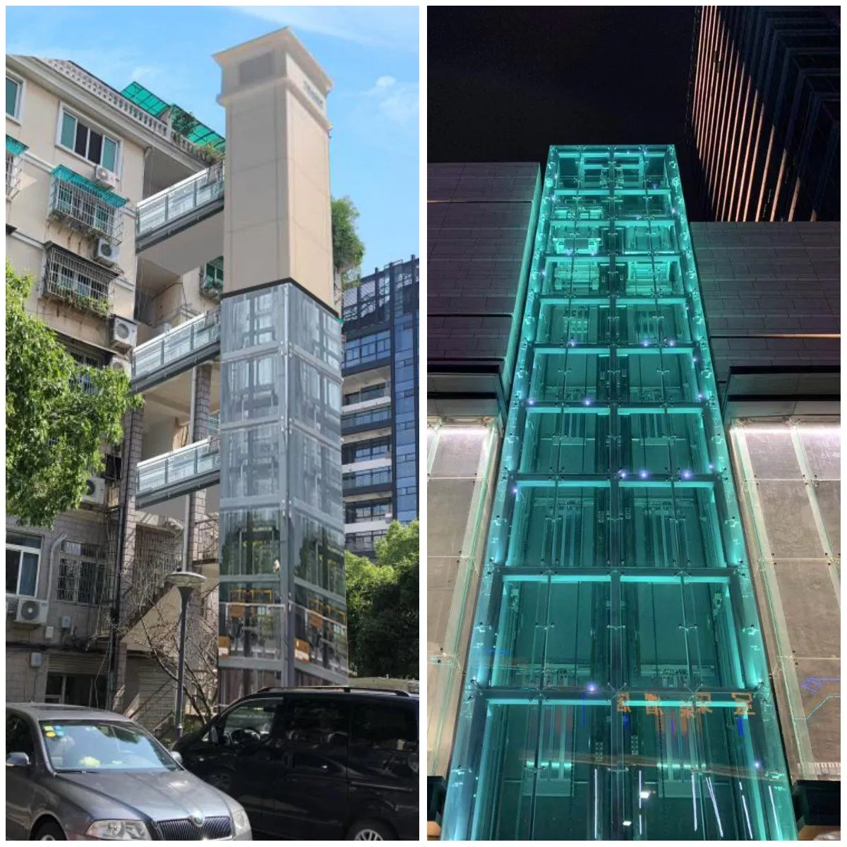 Outdoor Tall Building Passenger Residential Lift Shaftless Outside Building Lift