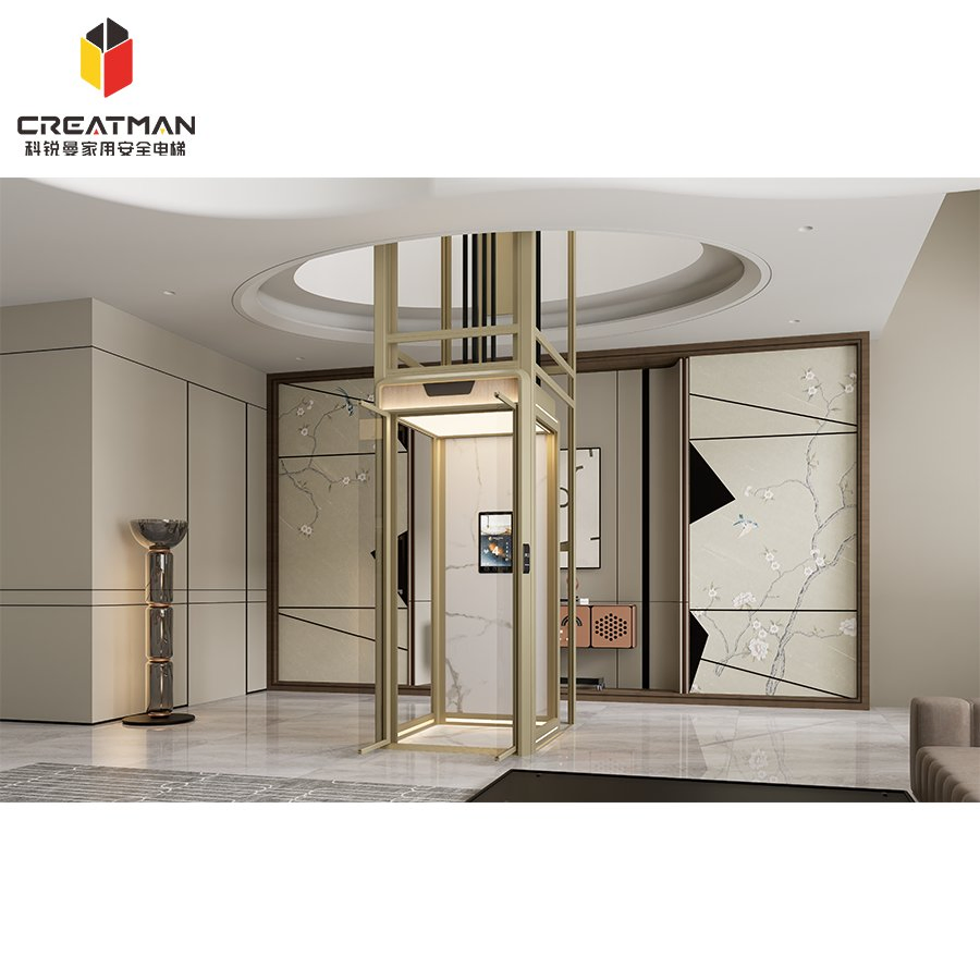 Aluminum Alloy Shaft Low Pit Space-Saving Home Villa Residential Elevator