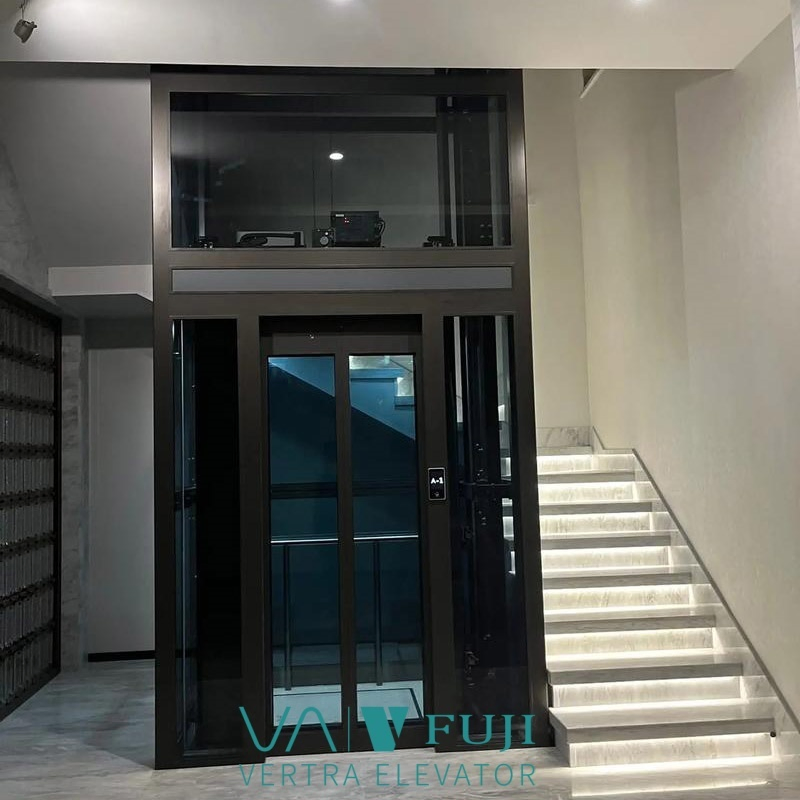 Traction Powered Durable Panoramic Small Home Lift Glass Observation Residential Elevator