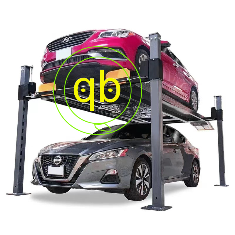 Four-Post Mechanical Car Parking Lift System Stacker Hydraulic Home Garage Hoist Devices 4-Pole Mechanical Vertical Storage Equipment Machine 2-Level Platform