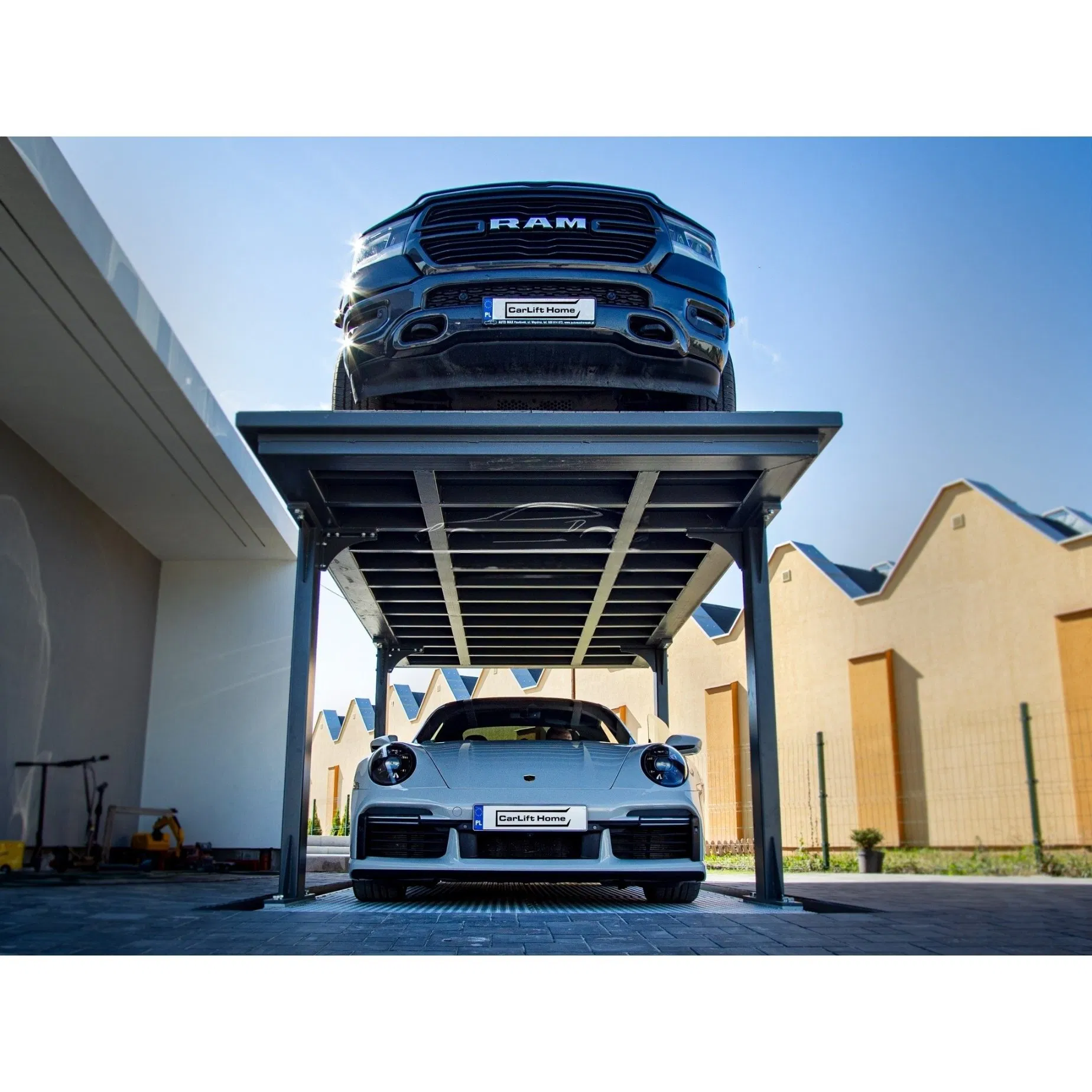 4-Post CE Double Deck Basement Electric Durable Parking Hydraulic Save-Space Heavy-Duty Customizable Scissor Car Garage Parking Lift for Villa Home Factory