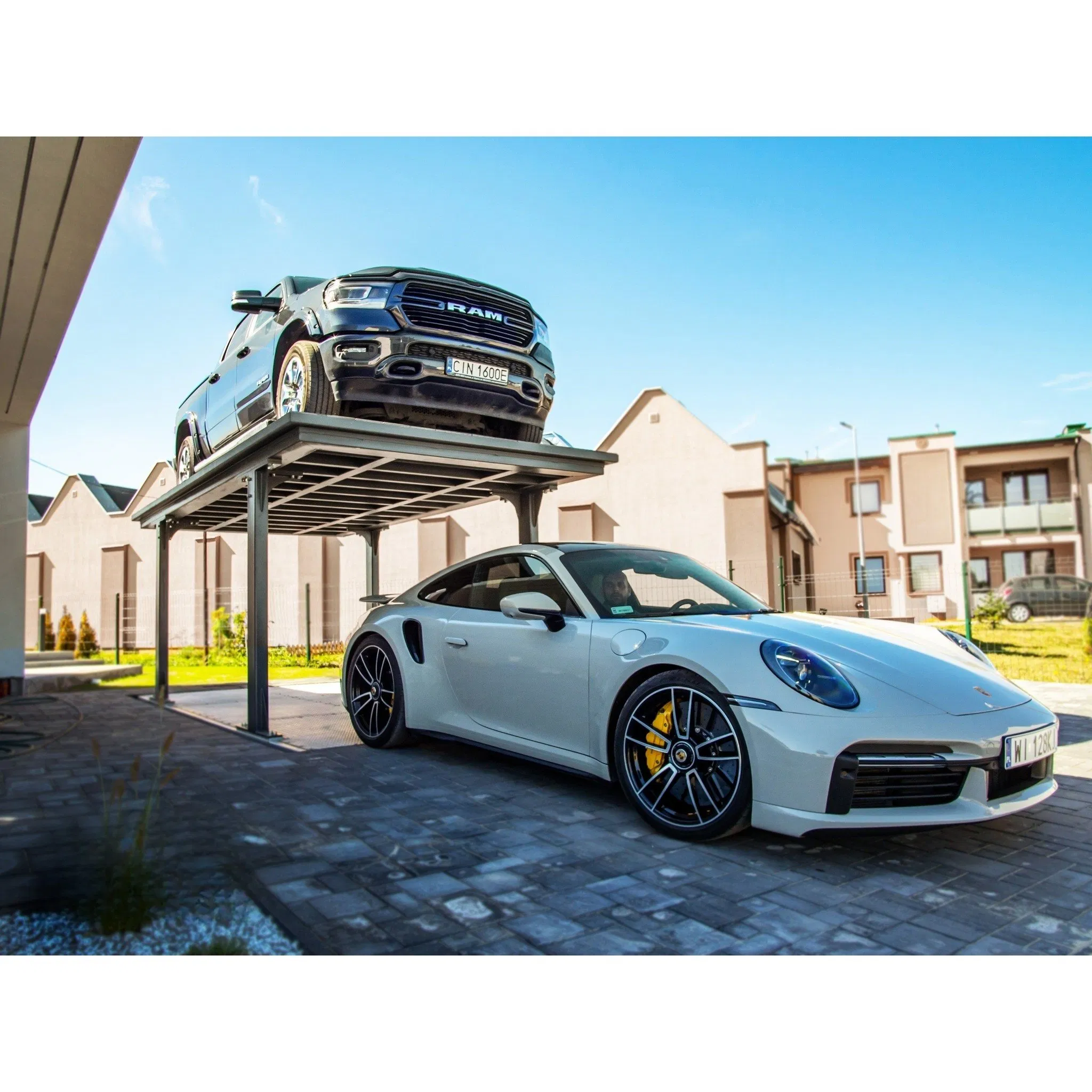 4-Post CE Double Deck Basement Electric Durable Parking Hydraulic Save-Space Heavy-Duty Customizable Scissor Car Garage Parking Lift for Villa Home Factory