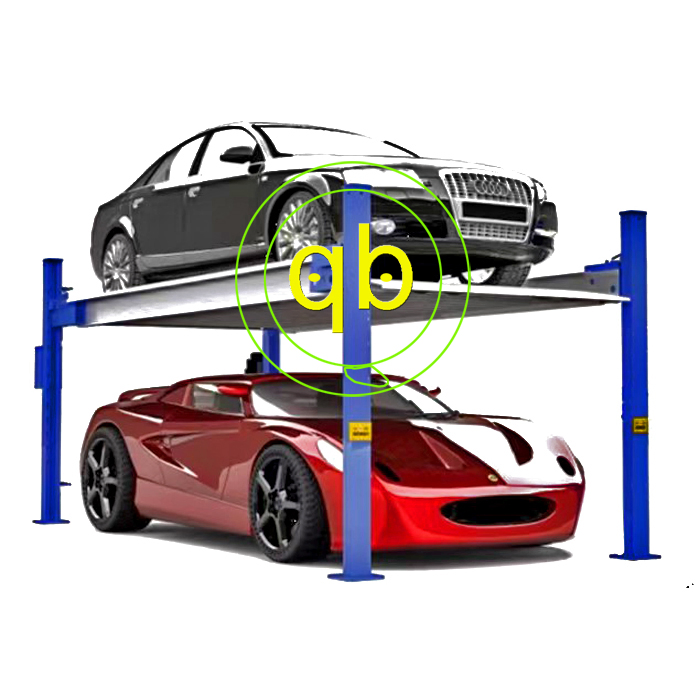 Four-Post Mechanical Car Parking Lift System Stacker Hydraulic Home Garage Hoist Devices 4-Pole Mechanical Vertical Storage Equipment Machine 2-Level Platform
