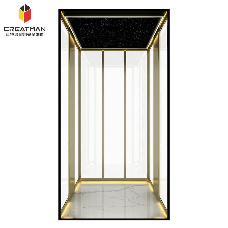 Small Footprint Machine-Room-Less Low Pit Requirement Home Villa Sightseeing Residential Elevator