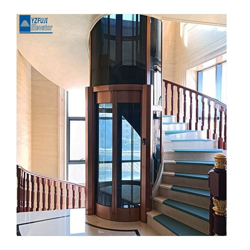 FUJI 360 Full Glass Panoramic Round Square Cheap Home Elevator Lift for CE Fabricado China