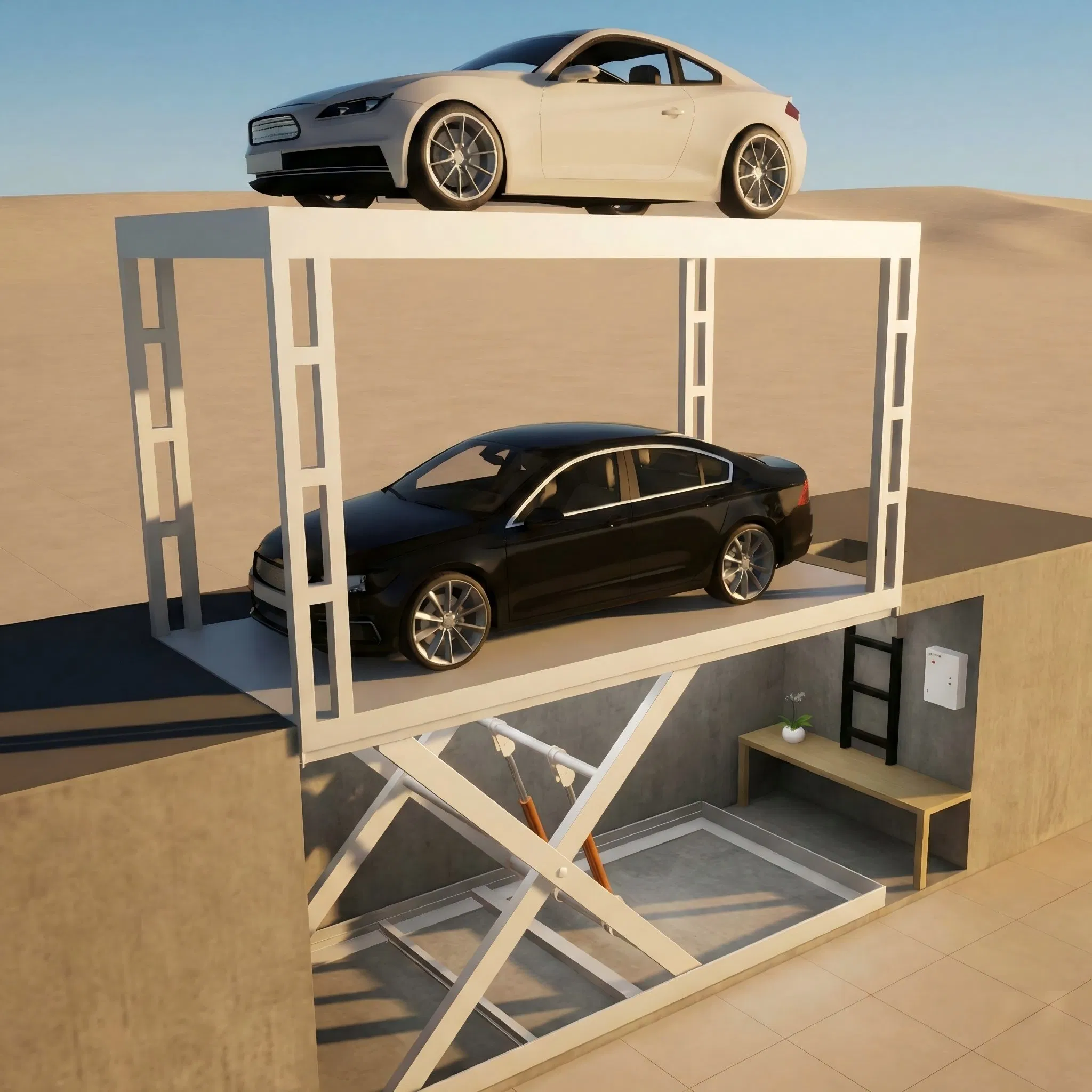 4-Post CE Double Deck Basement Electric Durable Parking Hydraulic Save-Space Heavy-Duty Customizable Scissor Car Garage Parking Lift for Villa Home Factory