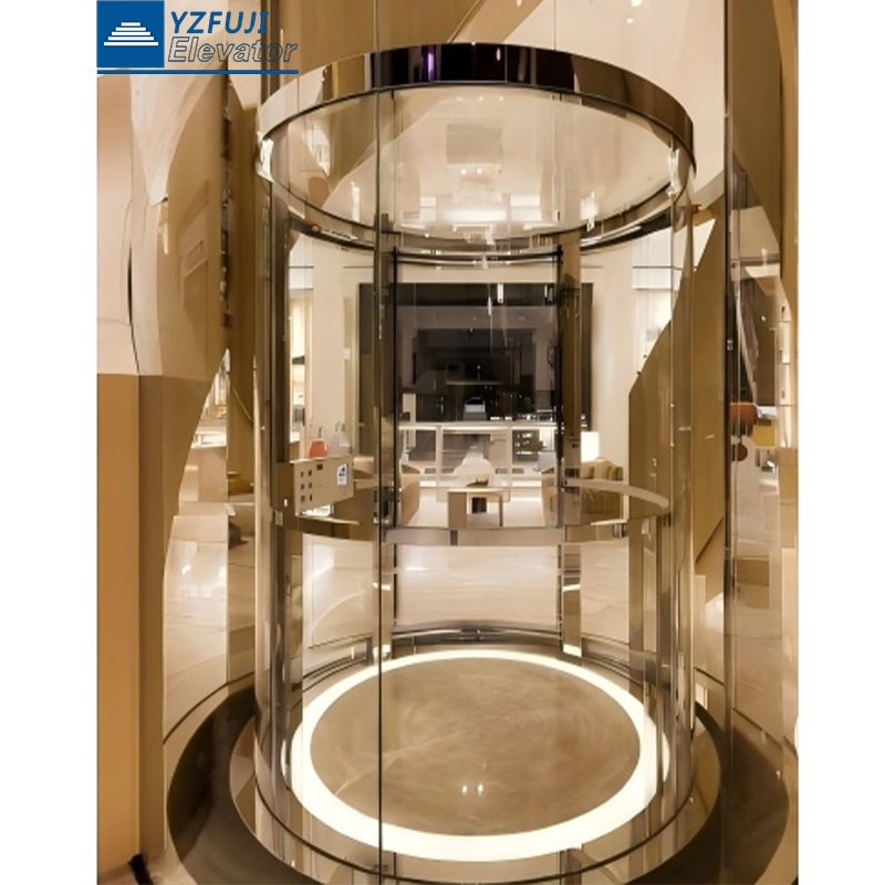 FUJI 360 Full Glass Panoramic Round Square Cheap Home Elevator Lift for CE Fabricado China