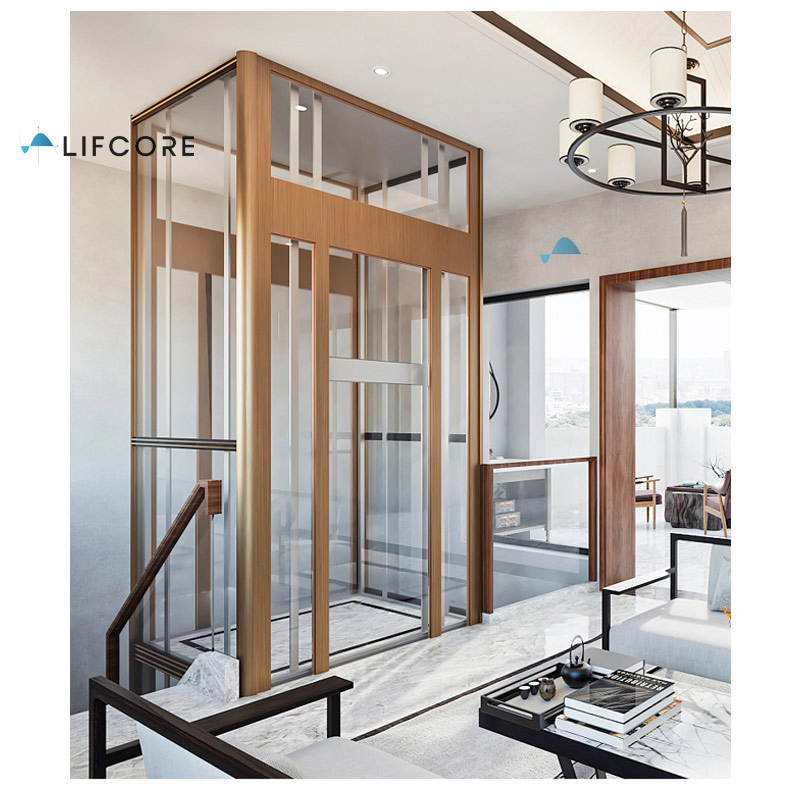 China Supplier 0.3m/S 2 Person Glass Small House Lifts Elevator for Home