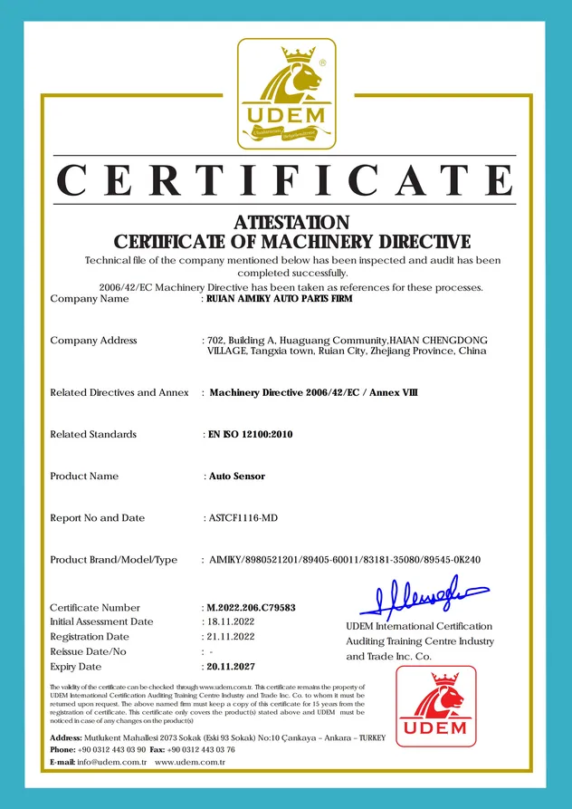 CE Certificate Sensor